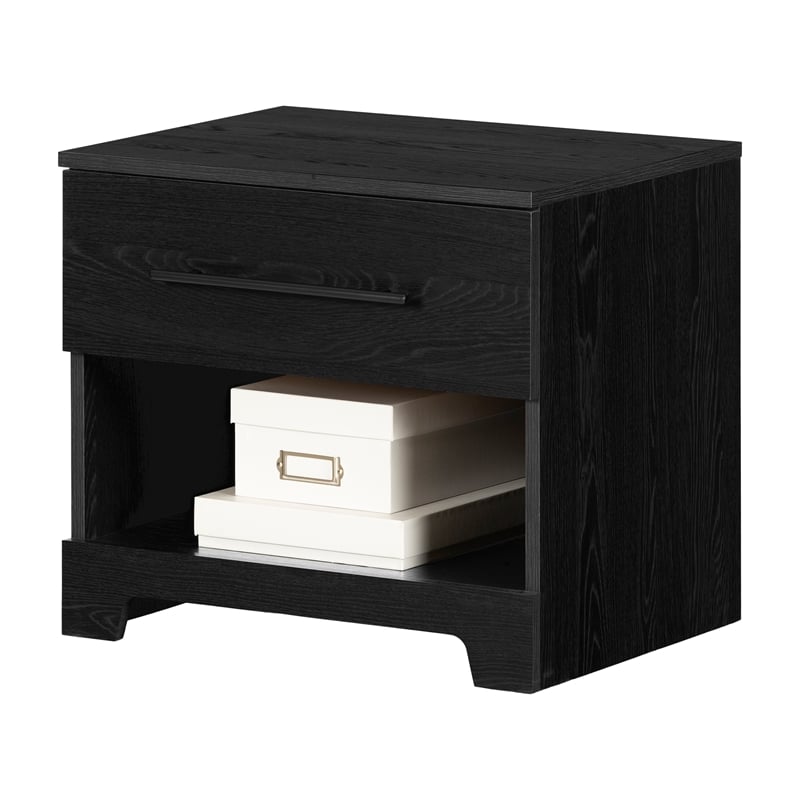 South Shore Primo 1-Drawer Nightstand  Black Oak