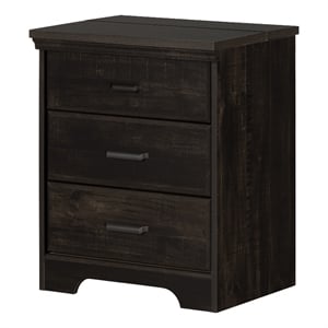 south shore versa nightstand with charging station and drawers  rubbed black