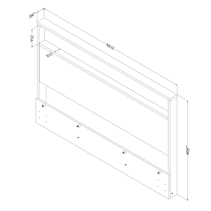 South Shore Primo Headboard with Storage Shelf Full/Queen Black Oak