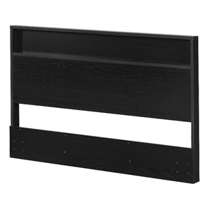 South Shore Primo Headboard with Storage Shelf Full/Queen Black Oak