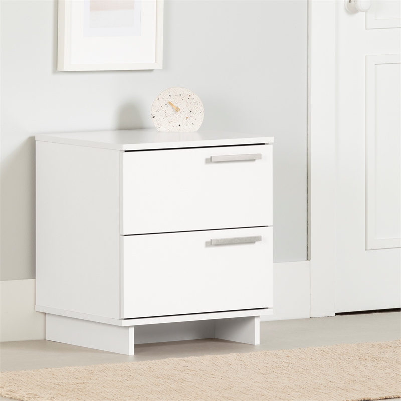 South Shore Cavalleri Nightstand with 2 drawers  Pure White