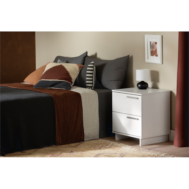 South Shore Cavalleri Nightstand with 2 drawers  Pure White