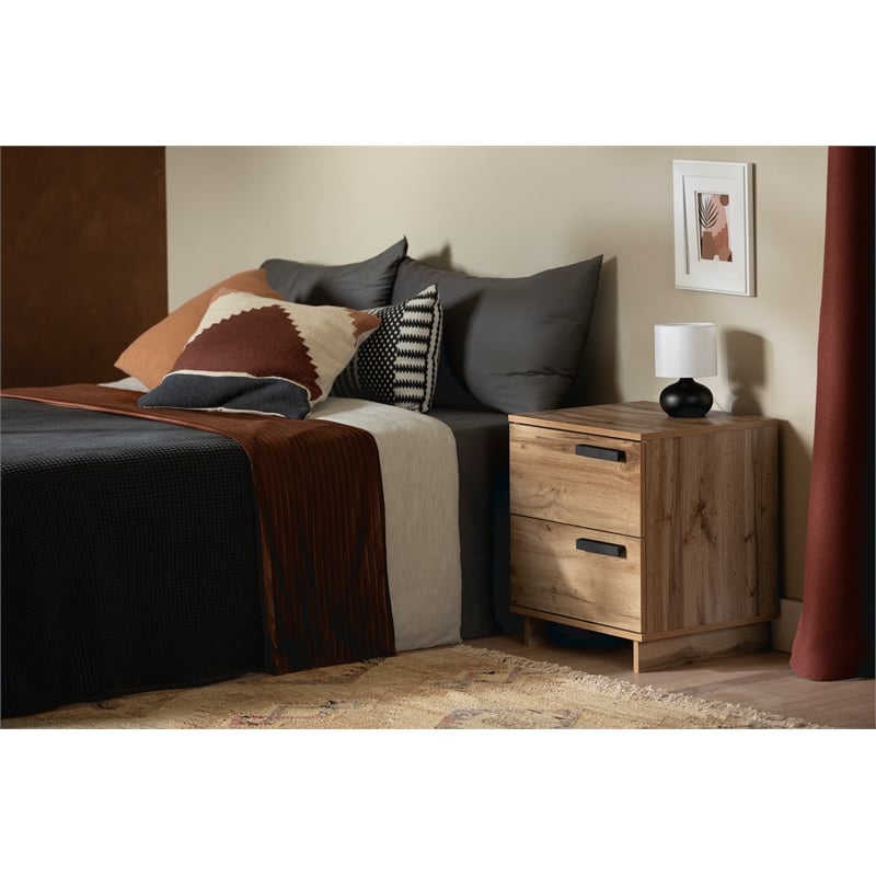 South Shore Cavalleri Nightstand with 2 drawers  Nordik Oak
