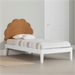 South Shore Bloom Wooden Bed and Rattan Shell Headboard Twin White and Natural