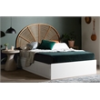 South Shore Bloom Mates Bed and Rattan Rainbow Headboard Full White and Natural