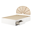 South Shore Bloom Mates Bed and Rattan Rainbow Headboard Full White and Natural