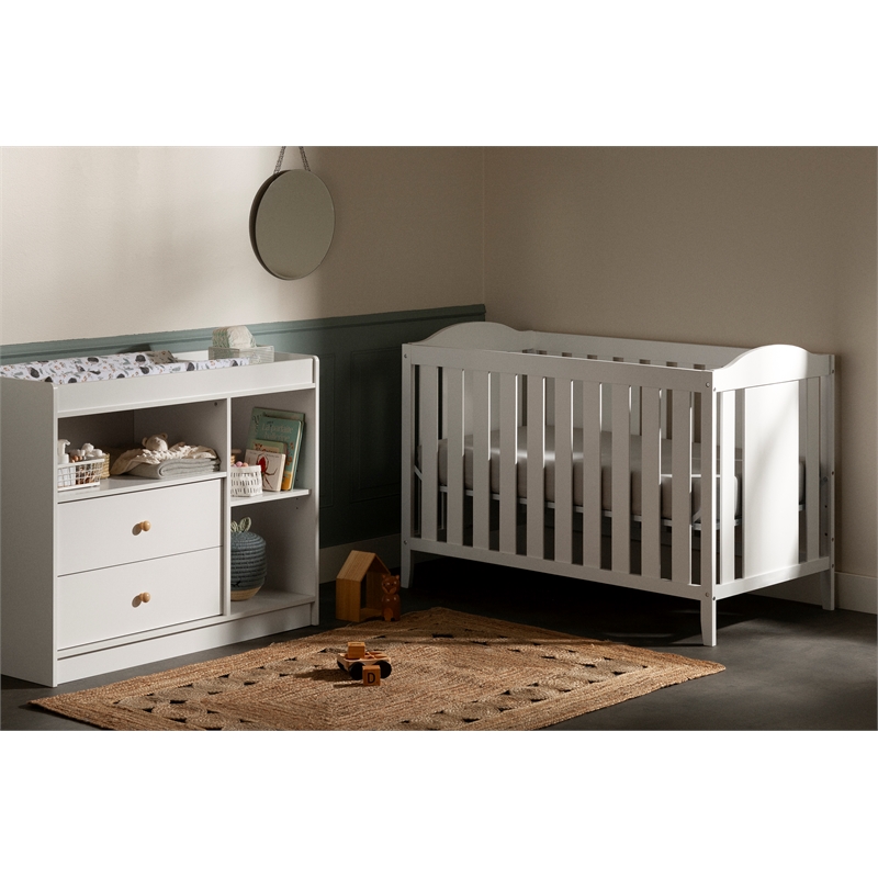 South Shore Sweedi 3 in 1 Convertible Crib  Pure White