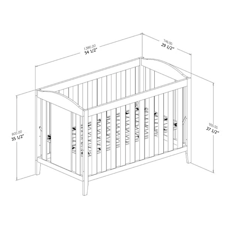 South Shore Sweedi 3 in 1 Convertible Crib  Pure White