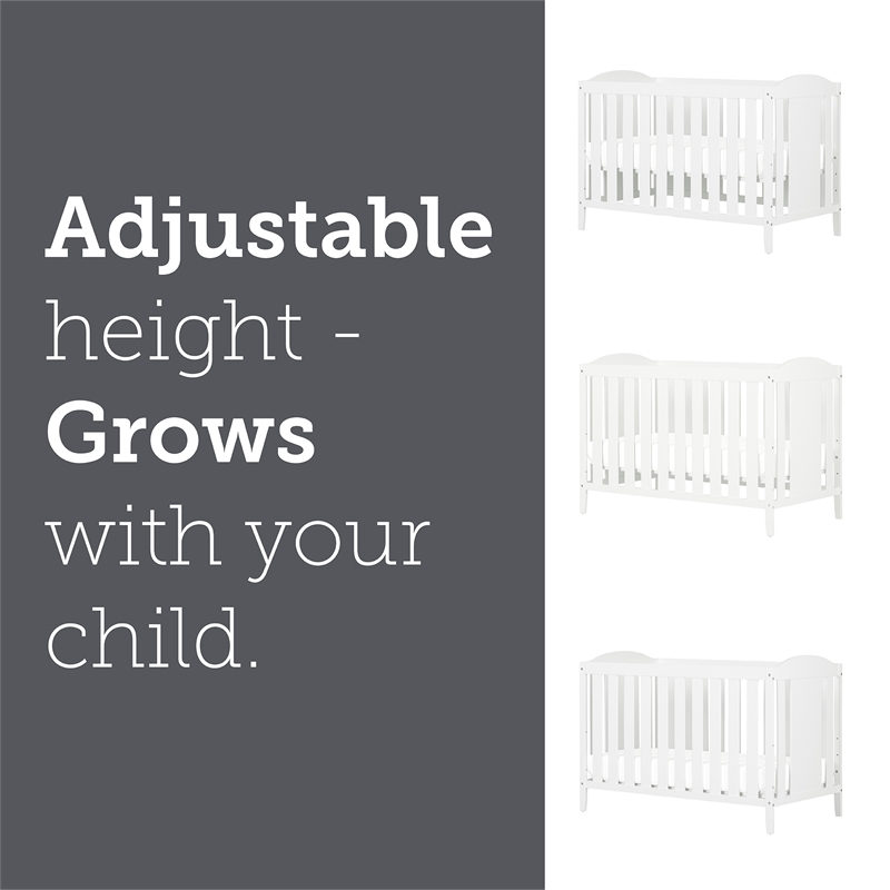 South Shore Sweedi 3 in 1 Convertible Crib  Pure White