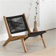 South Shore Balka Teak Wood and Woven Rope Lounge Chair  Black and Natural