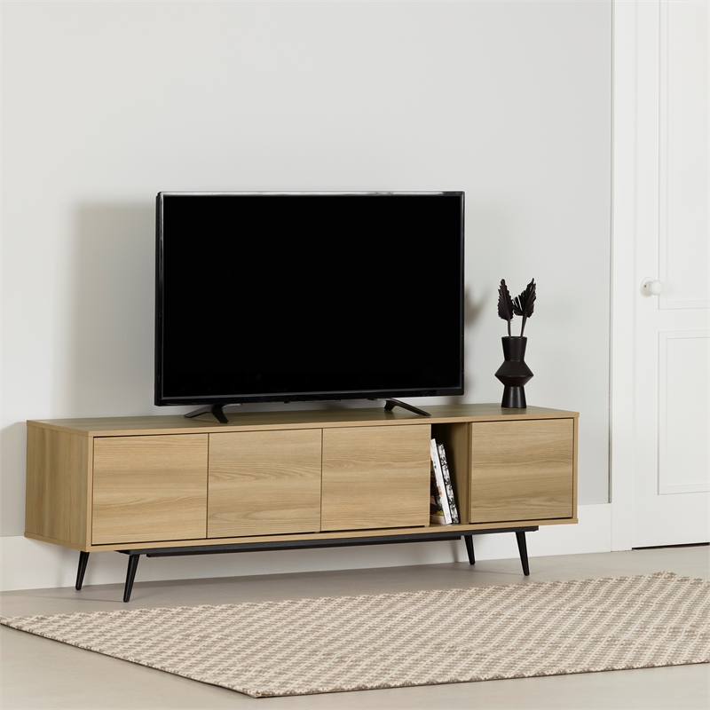 South Shore Mezzy TV Stand with Doors  Natural Ash
