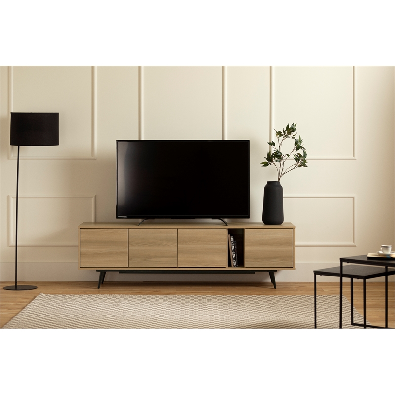 South Shore Mezzy TV Stand with Doors  Natural Ash