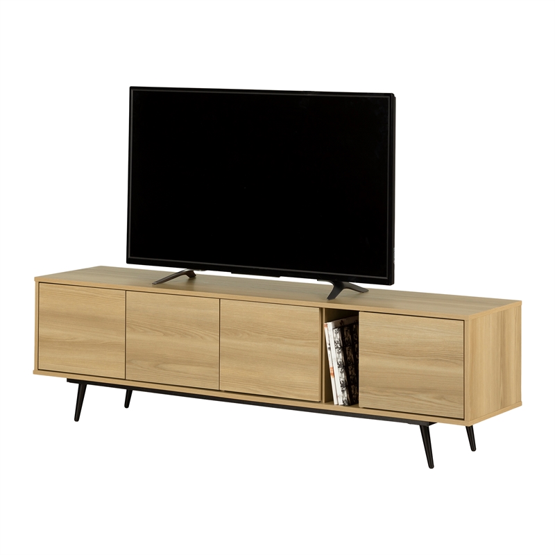 South Shore Mezzy TV Stand with Doors  Natural Ash