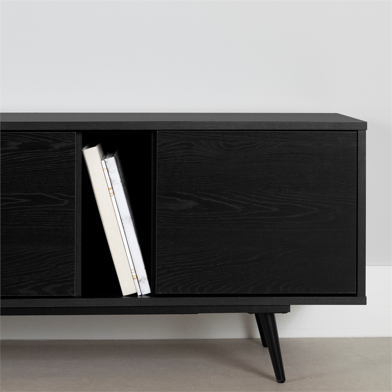South Shore Mezzy TV Stand with Doors  Black Oak
