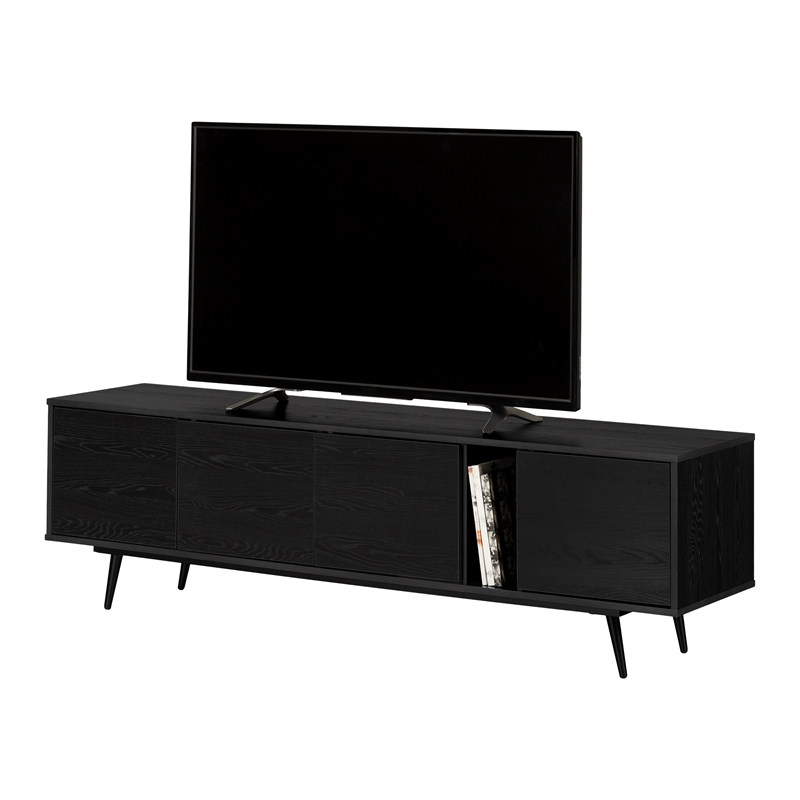 South Shore Mezzy TV Stand with Doors  Black Oak