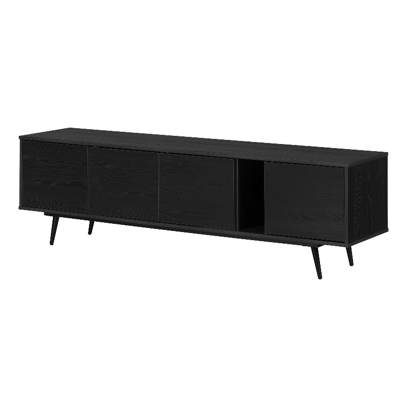South Shore Mezzy TV Stand with Doors  Black Oak