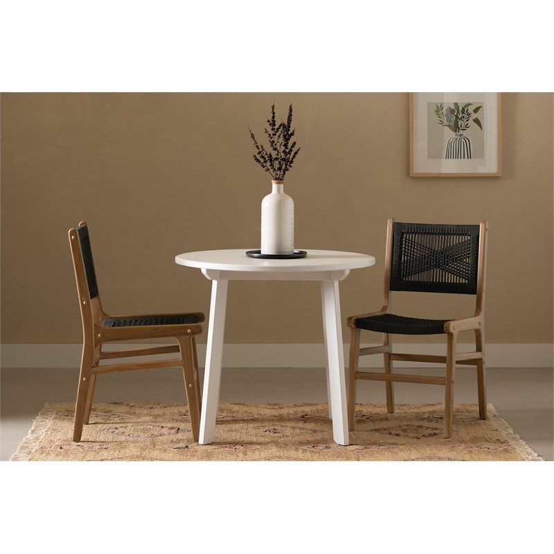 South Shore Balka Teak Dining Chair  Set of 2  Rattan and Natural