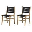 South Shore Balka Teak Dining Chair  Set of 2  Rattan and Natural