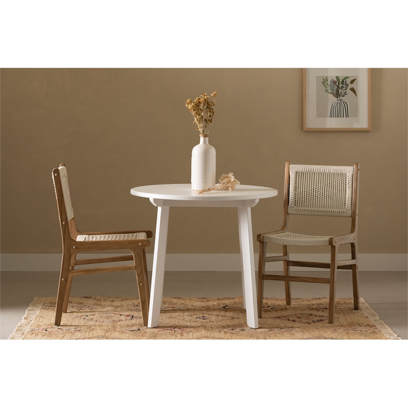 South Shore Balka Teak Dining Chair  Set of 2  Cream and Natural