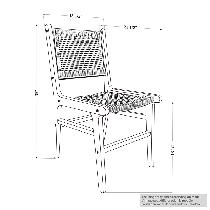 South Shore Balka Teak Dining Chair  Set of 2  Cream and Natural