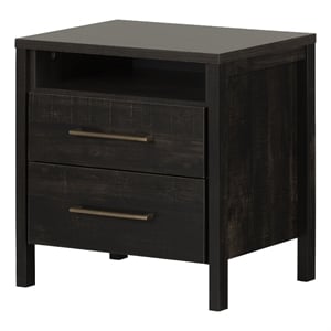 South Shore Gravity 2-Drawer Nightstand  Rubbed Black