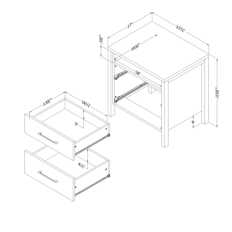 South Shore Gravity 2-Drawer Nightstand  Natural Ash