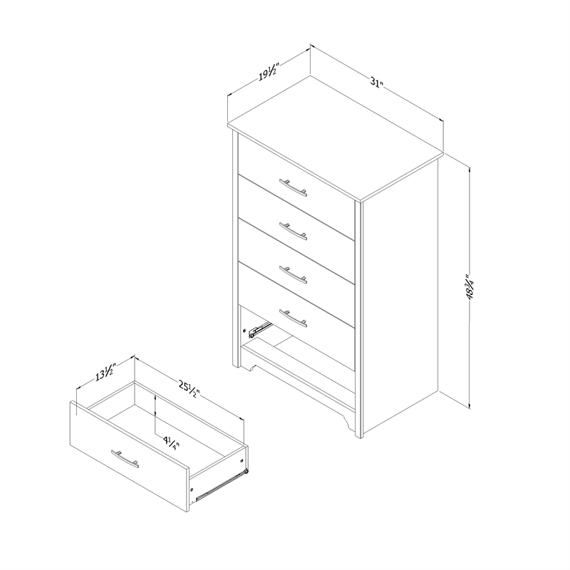 South Shore Fusion 5-Drawer Chest  Bleached Oak