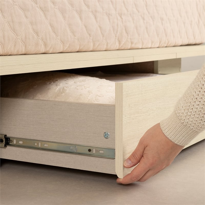 South Shore Fusion Platform Bed with Drawer Full/Queen Bleached Oak