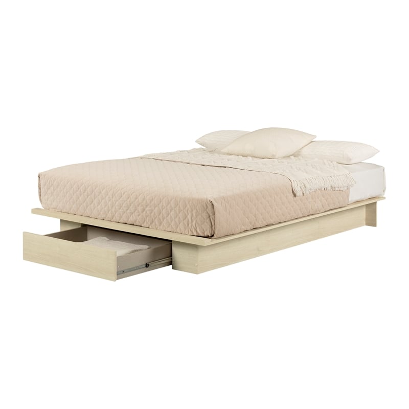 South Shore Fusion Platform Bed with Drawer Full/Queen Bleached Oak