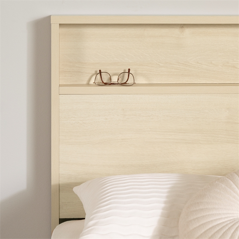 South Shore Fusion Headboard with Storage Shelf Full/Queen Bleached Oak
