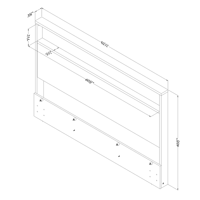 South Shore Fusion Headboard with Storage Shelf Full/Queen Bleached Oak