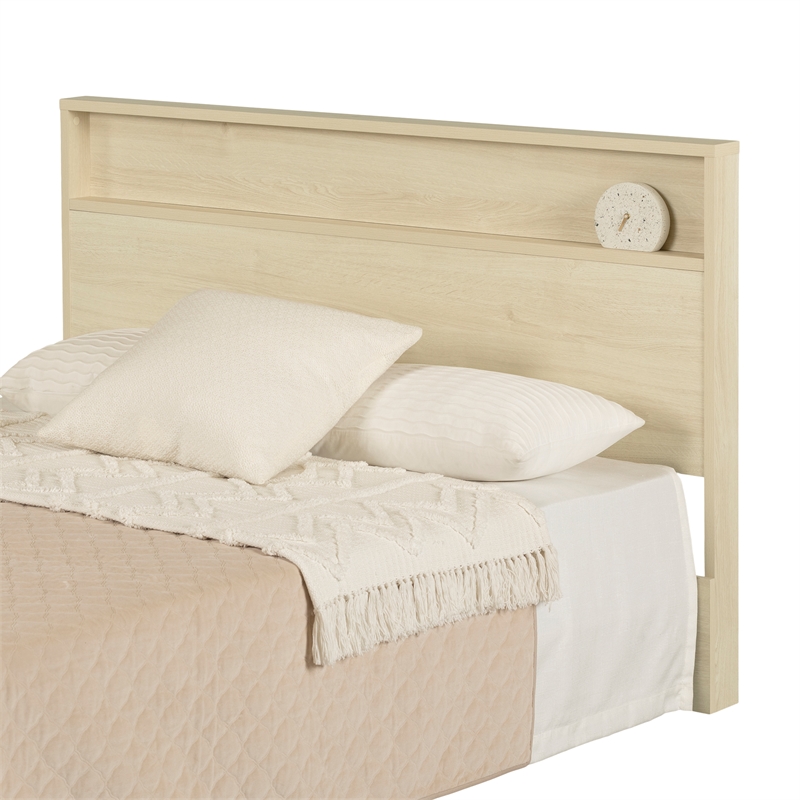 South Shore Fusion Headboard with Storage Shelf Full/Queen Bleached Oak