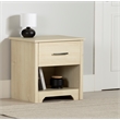 South Shore Fusion 1-Drawer Nightstand - End Table with Storage  Bleached Oak