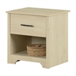 South Shore Fusion 1-Drawer Nightstand - End Table with Storage  Bleached Oak