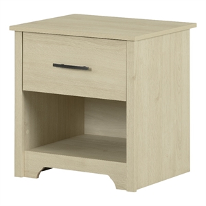 South Shore Fusion 1-Drawer Nightstand - End Table with Storage  Bleached Oak