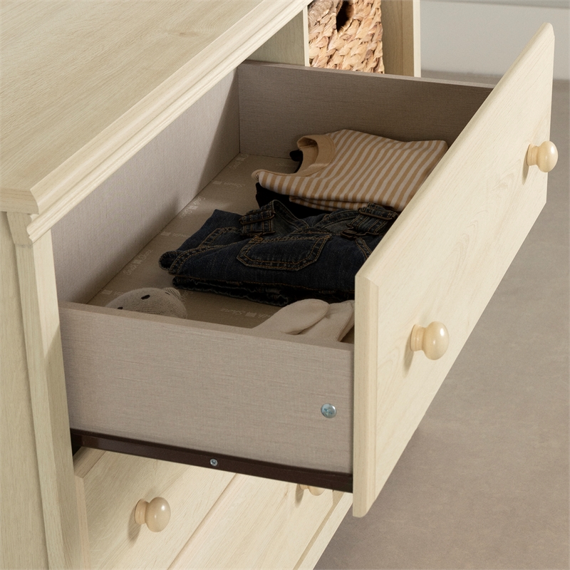 South Shore Cotton Candy 3-Drawer Dresser with Storage Baskets  Bleached Oak