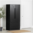 South Shore Haven 2-Door Armoire with Drawers  Black Oak