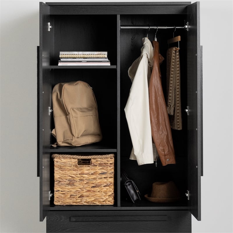 South Shore Haven 2-Door Armoire with Drawers  Black Oak