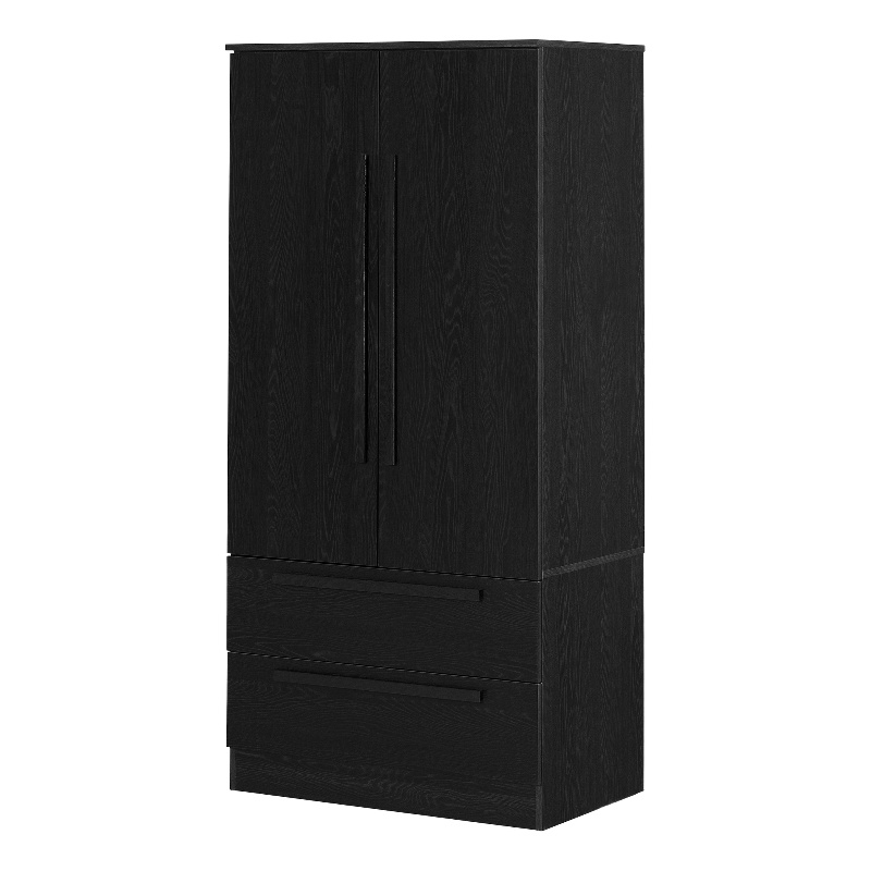 South Shore Haven 2-Door Armoire with Drawers  Black Oak