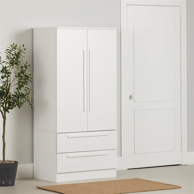 South Shore Haven 2-Door Armoire with Drawers  Pure White