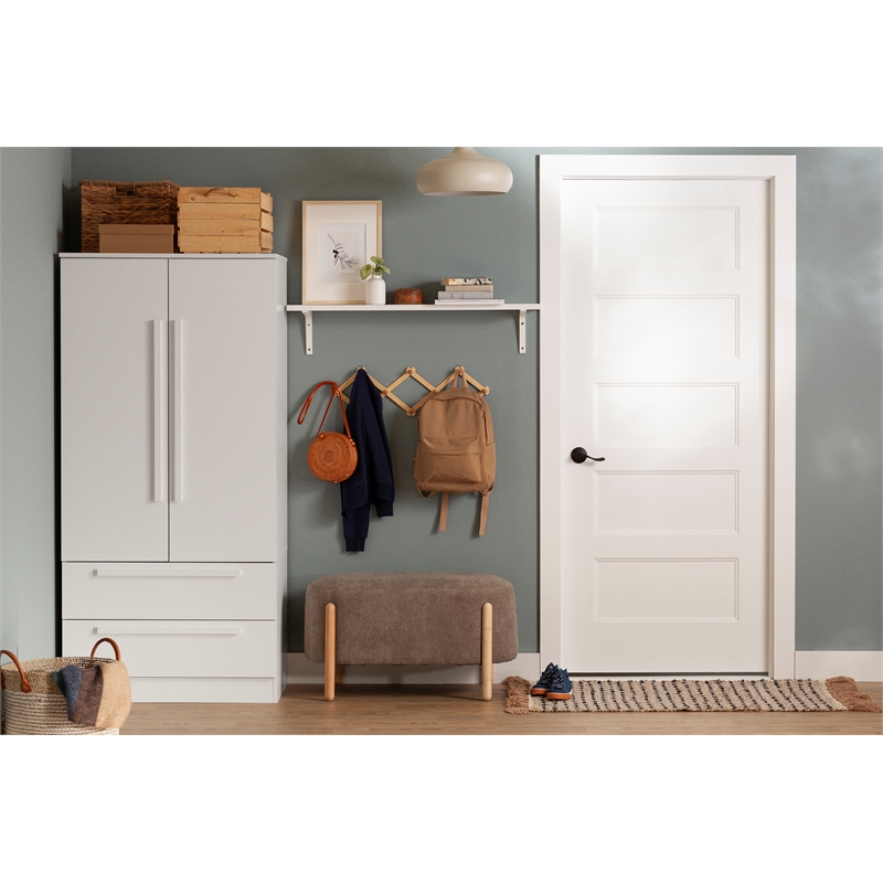 South Shore Haven 2-Door Armoire with Drawers  Pure White