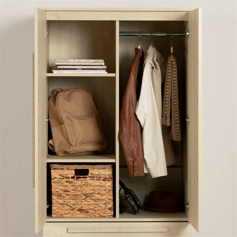 South Shore Haven 2-Door Armoire with Drawers  Bleached Oak