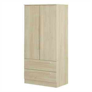 South Shore Haven 2-Door Armoire with Drawers  Bleached Oak