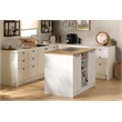 South Shore Toscano 6-Drawer Kitchen Island  Wine Storage White and Maple Nutmeg