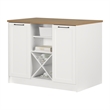 South Shore Toscano 6-Drawer Kitchen Island  Wine Storage White and Maple Nutmeg