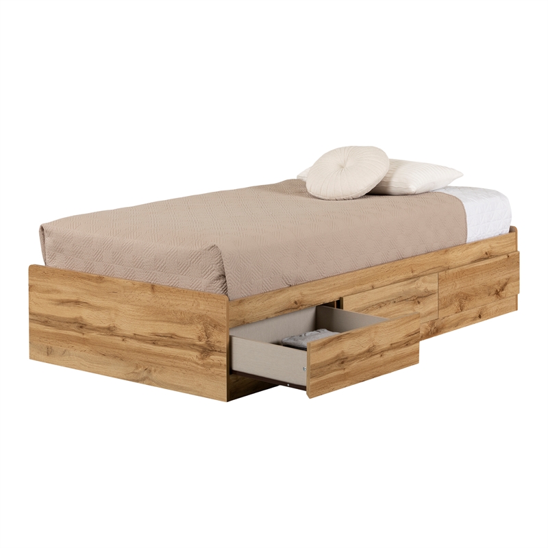 South Shore Tassio Mates Bed with 3 Drawers Twin Nordik Oak