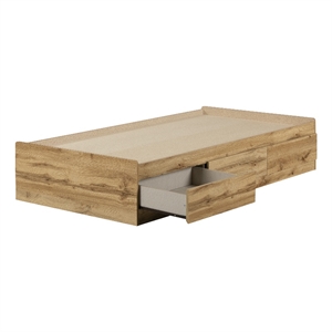 south shore tassio mates bed with 3 drawers twin nordik oak