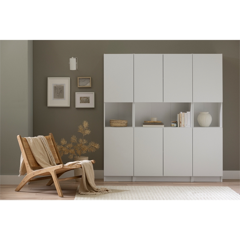 South Shore Liora Set of Bookcase and 2 2-Door Narrow Bookcases Narrow White