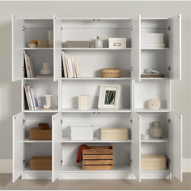 South Shore Liora Set of Bookcase and 2 2-Door Narrow Bookcases Narrow White