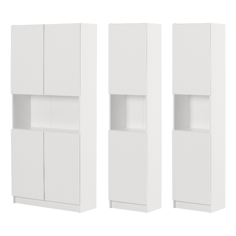 South Shore Liora Set of Bookcase and 2 2-Door Narrow Bookcases Narrow White